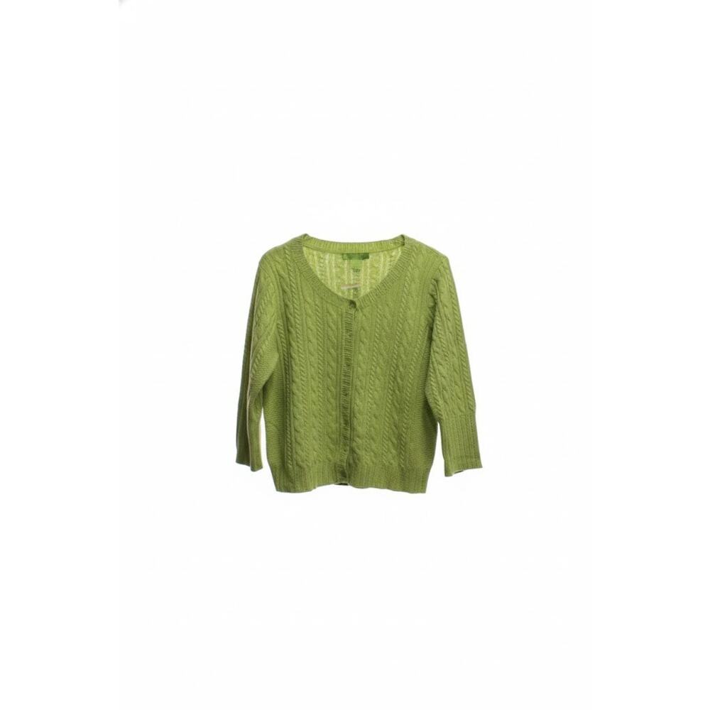 Cashmere RxB Cardigan Sweater 100% Cashmere Leaf Green Crewneck XL NWT 2-Ply